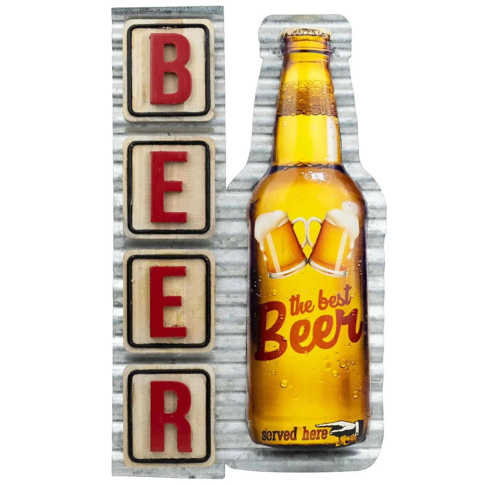 Excello Global Products Vintage Metal Beer Signs Tin Retro Wall Wood Iron Plaque