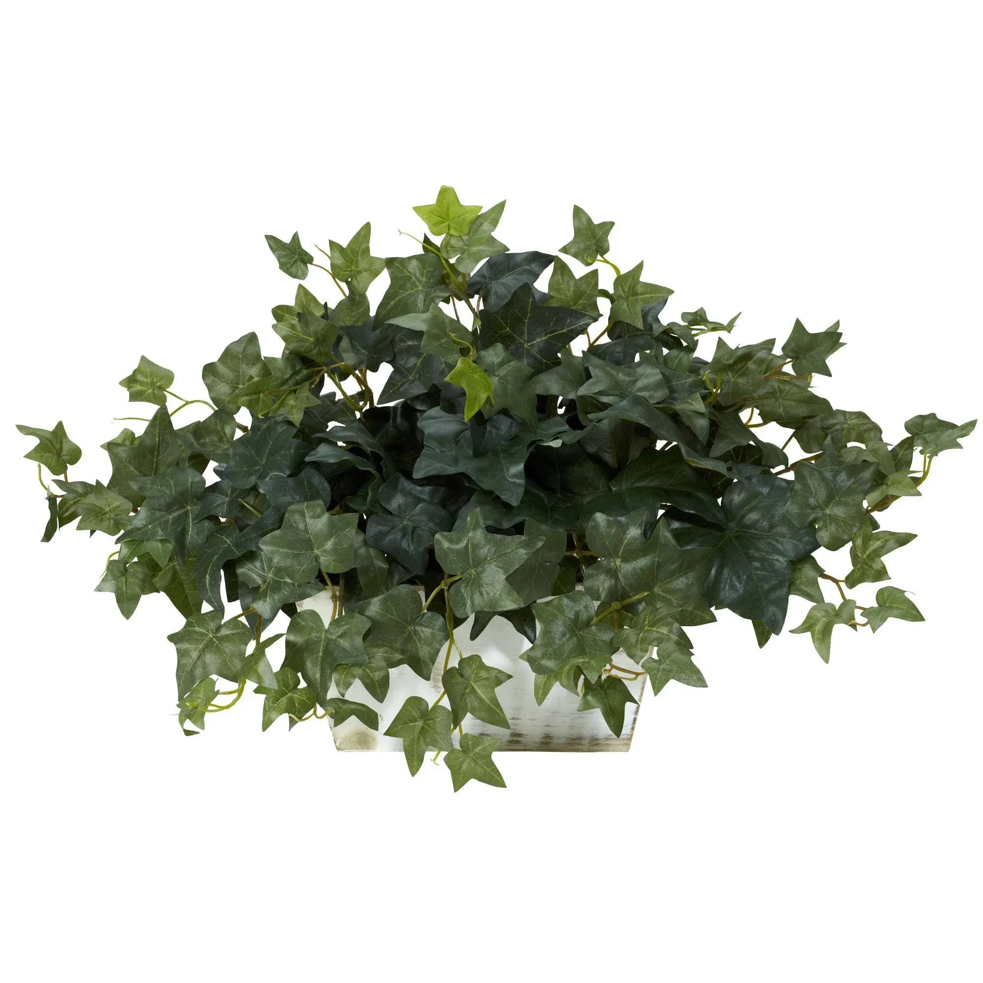 Nearly Natural Ivy w/White Wash Planter Silk Plant