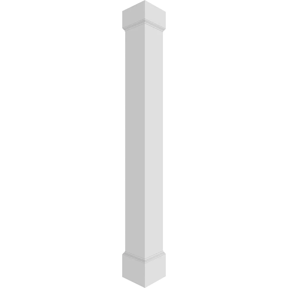 Ekena Millwork 8"W x 6'H Premium Square Non-Tapered Smooth PVC Endura-Craft Column Wrap Kit, Mission Capital & Base