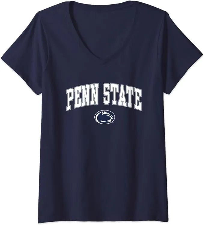 "Women's Navy Penn State Nittany Lions Basic Arch V-Neck T-shirt"