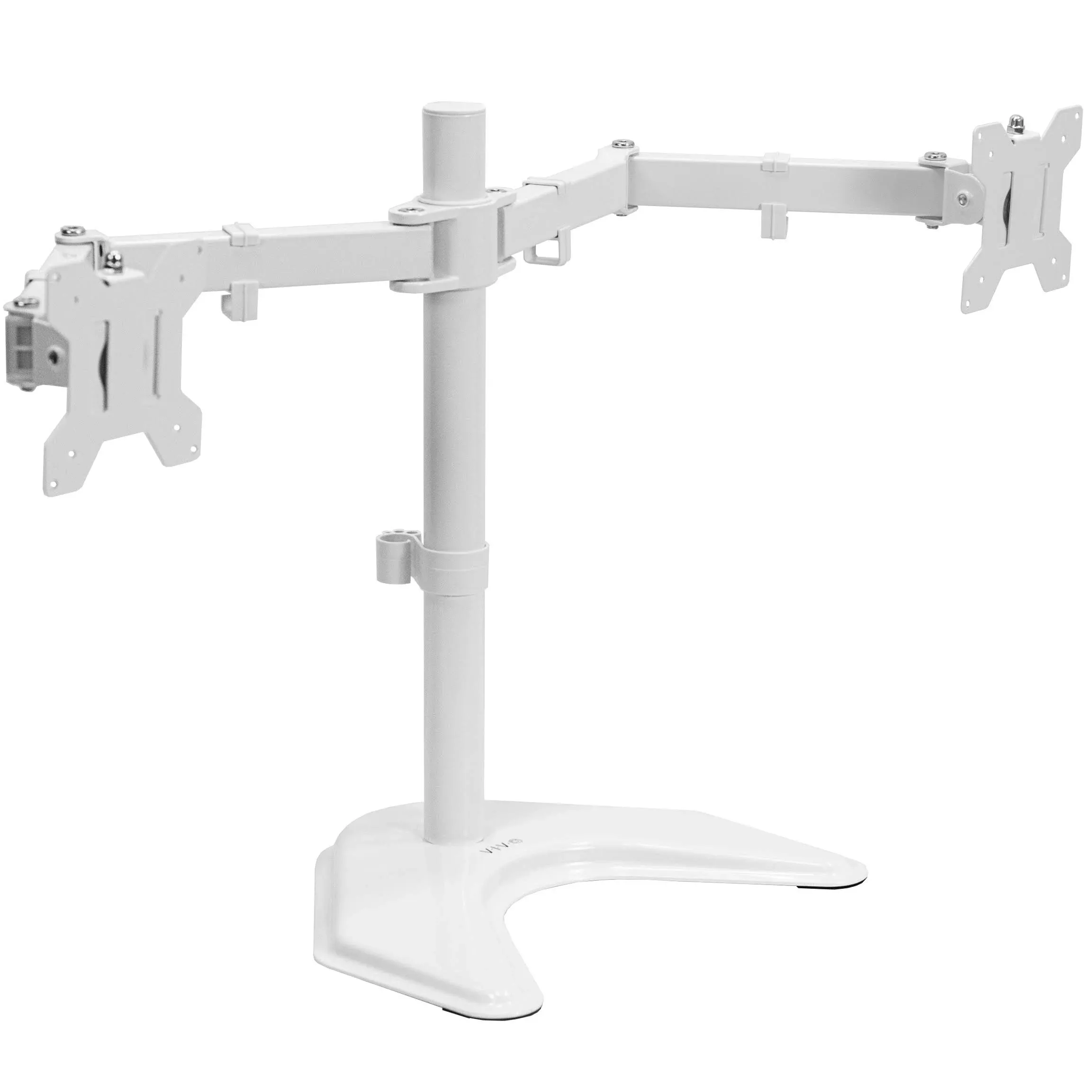 VIVO Dual LED LCD Monitor Mount, Free-Standing Desk Stand for 2 Screens up to 32 Inch, Heavy-Duty Fully Adjustable Arms with Max VESA 100x100mm, White, STAND-V032FW