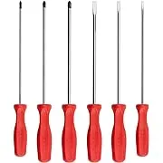 TEKTON Long Hard Handle Screwdriver Set, 6-Piece (#1-#3, 3/16-5/16 in.) | DRV42025 | Made in USA