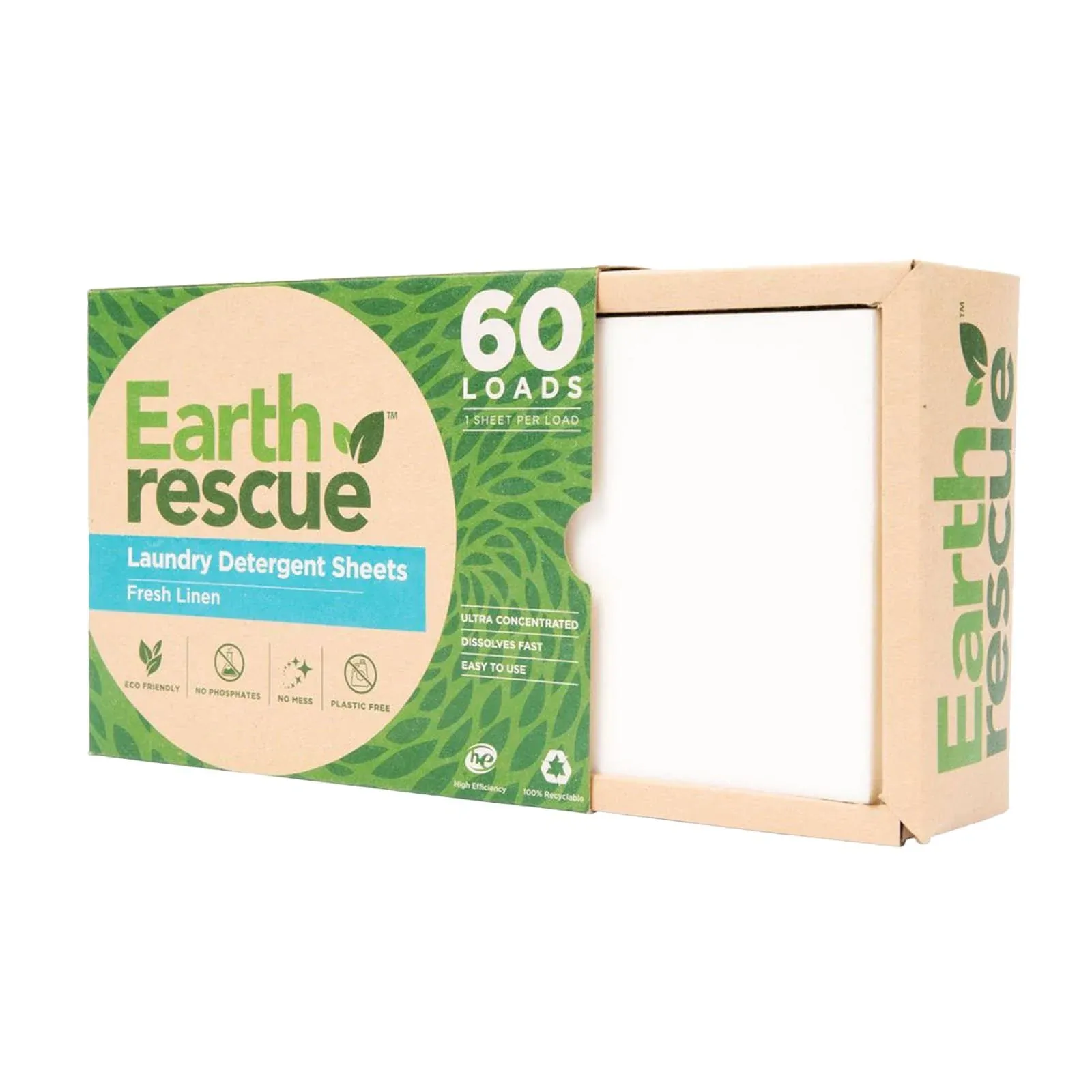 Earth Rescue Laundry Detergent Sheets, Fresh Linen, 60 Loads