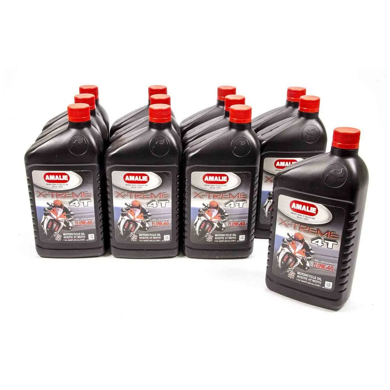 AMALIE X-TREME MAX 4T SN 10W-40 Motorcycle Oil (160-72676-56) 1 Quart Bottle, Pack of 12