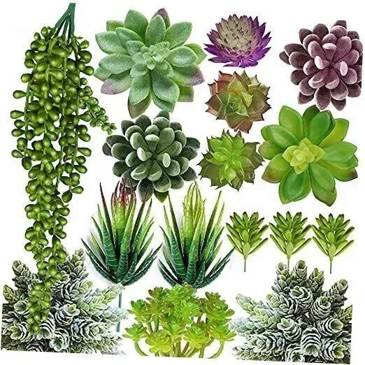 Artificial Succulent Plants - 16 Pcs Set Faux Succulents Unpotted Fake