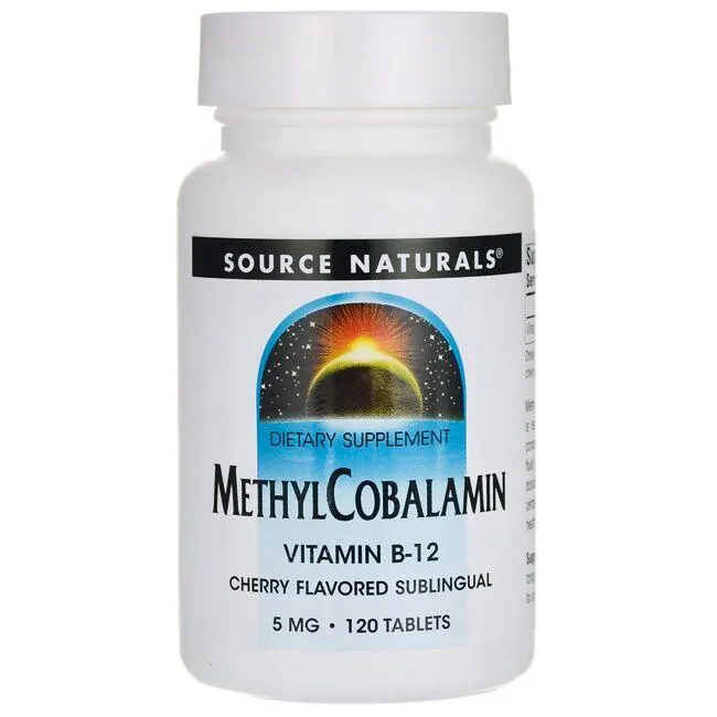 Source Naturals Methylcobalamin Vitamin B-12 5mg Cherry Flavored - 120 Lozenges