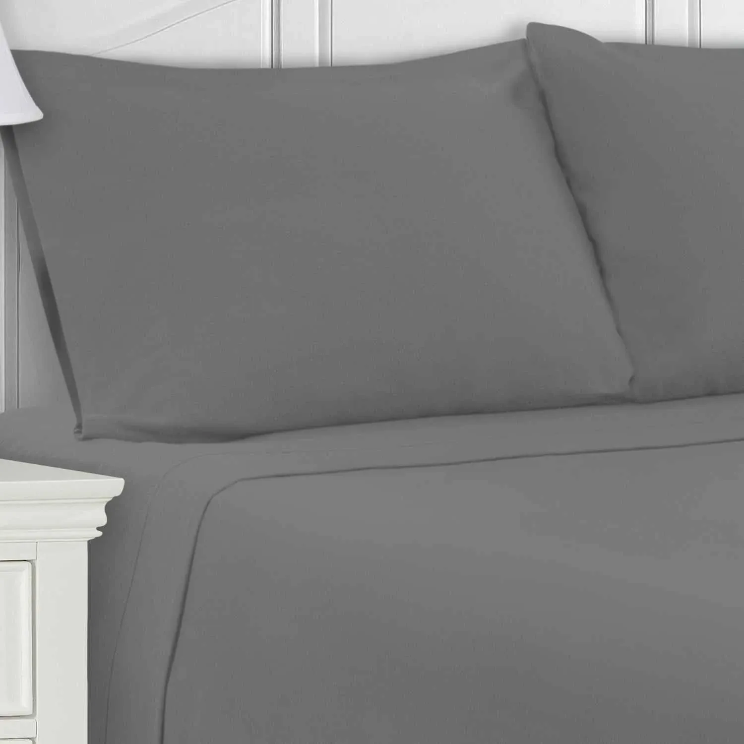 Superior 100% Brushed Cotton Flannel Bedding Pillowcase Set, King, Grey