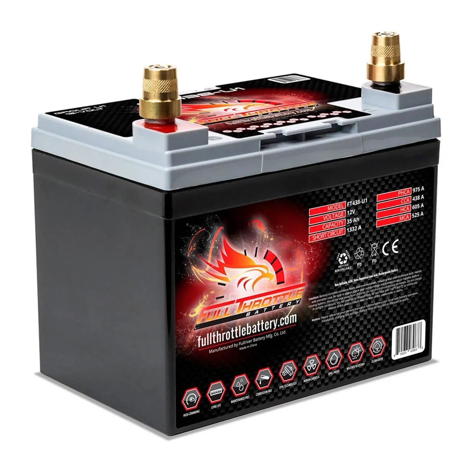 Full Throttle FT438-U1 Group U1 AGM Battery