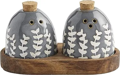 Mud Pie Leaf Salt & Pepper Shaker Set