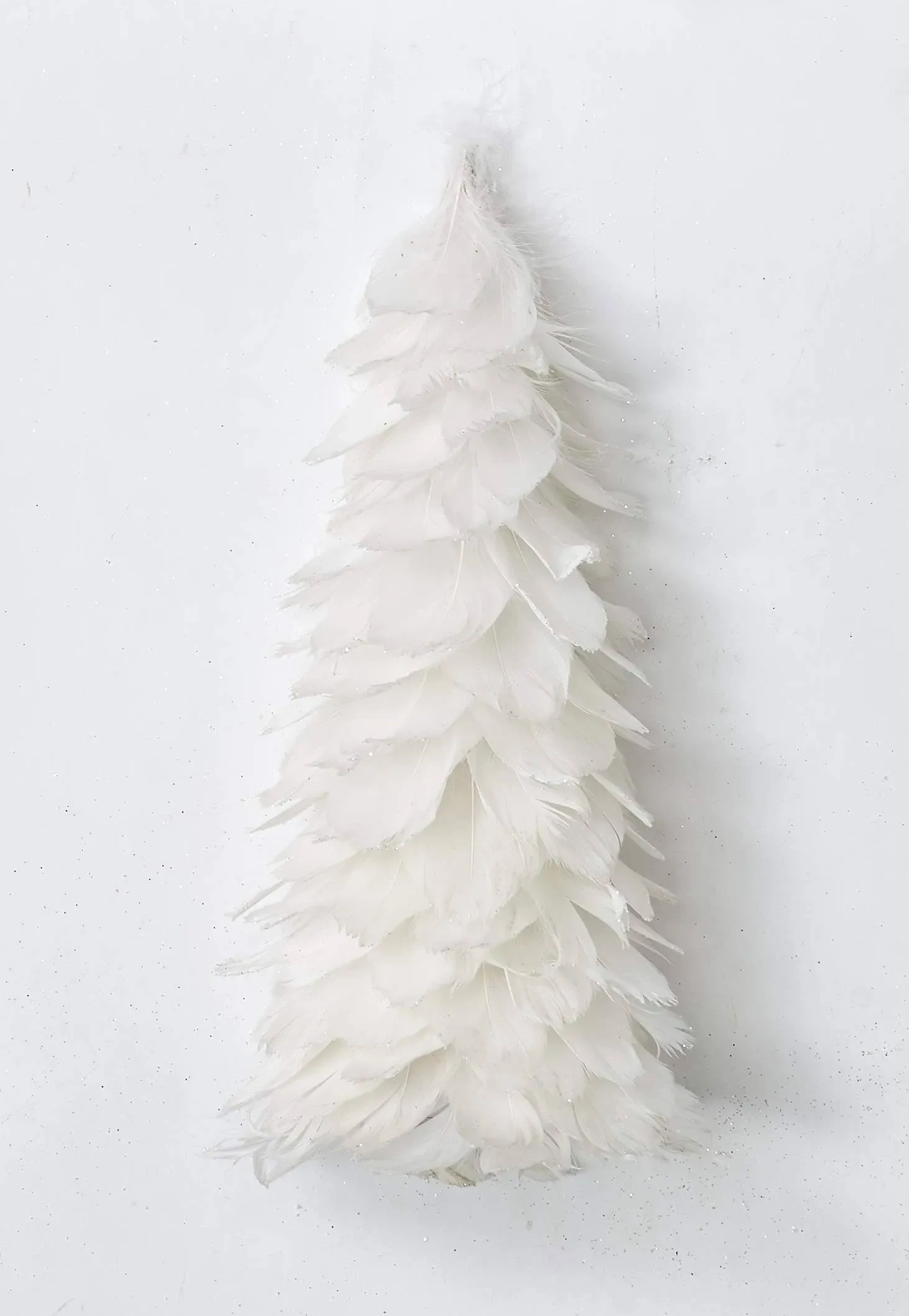 Worth Imports 12" Feather Tabletop Christmas Tree W/Glitter Tips, White