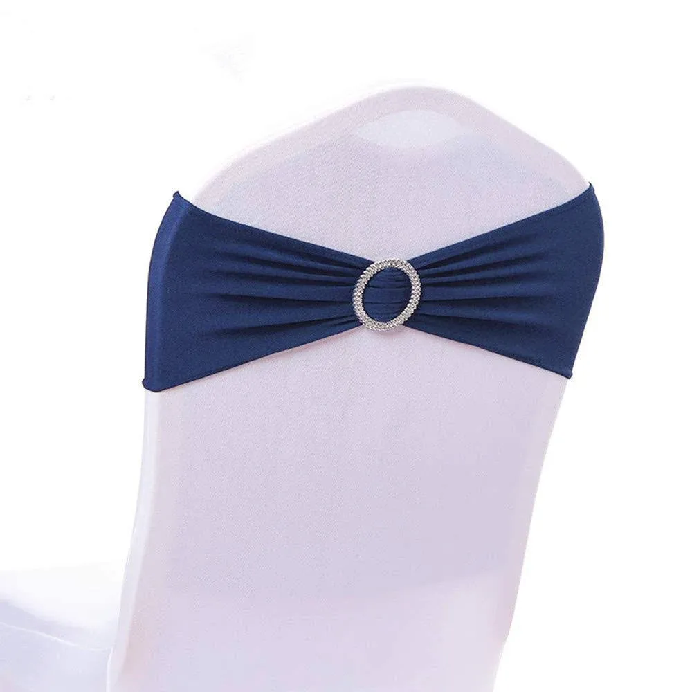 Spandex Chair Cover Stretch Band With Buckle Slider Sashes Bow Wedding Banquet D