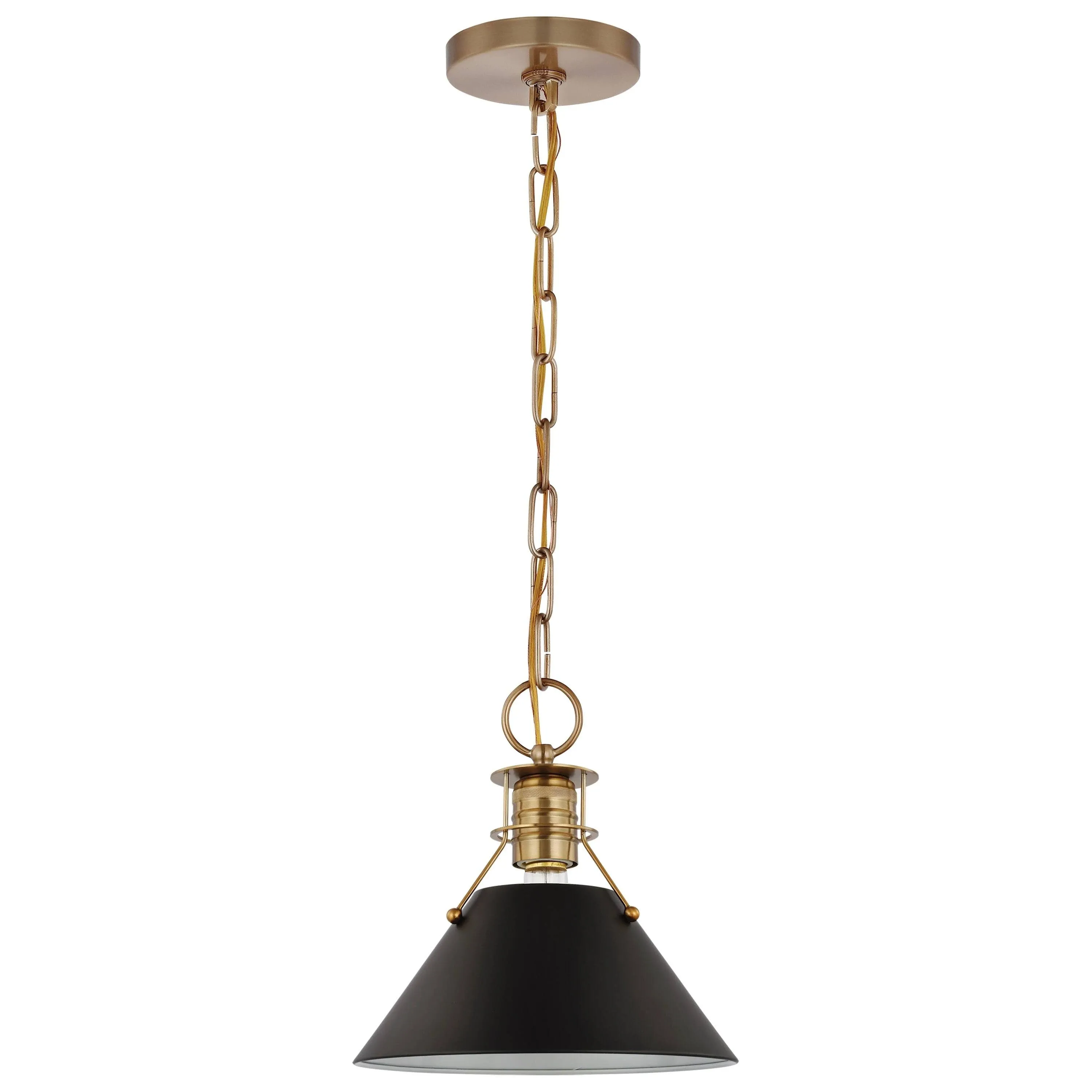 Outpost 1 Light 10 inch Matte Black/Burnished Brass Pendant Ceiling Light