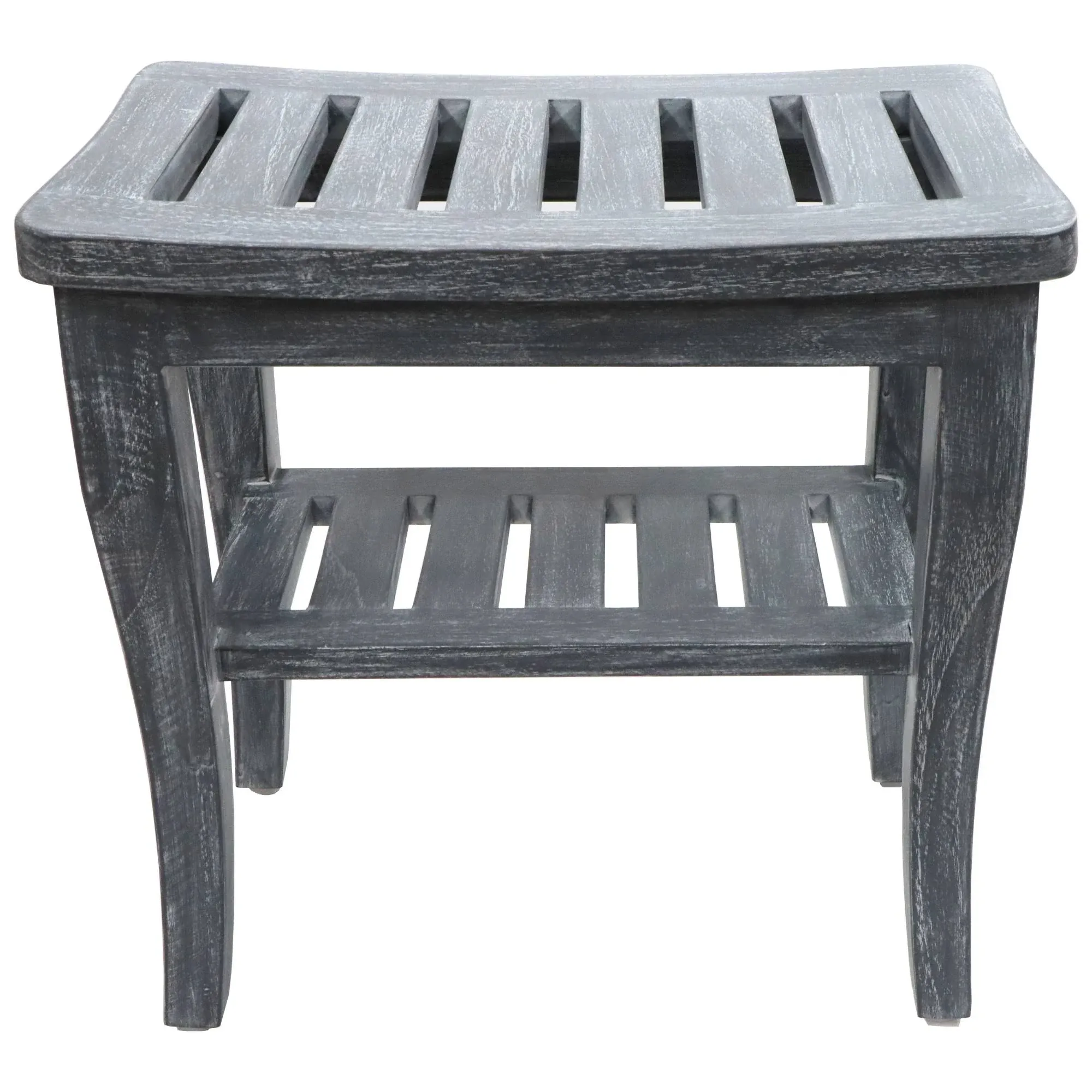 Weathered Genuine Teak Petite Shower Seat, Gray Woodgrain Finish - Contemporary - Shower Benches & Seats - by VirVentures | Houzz