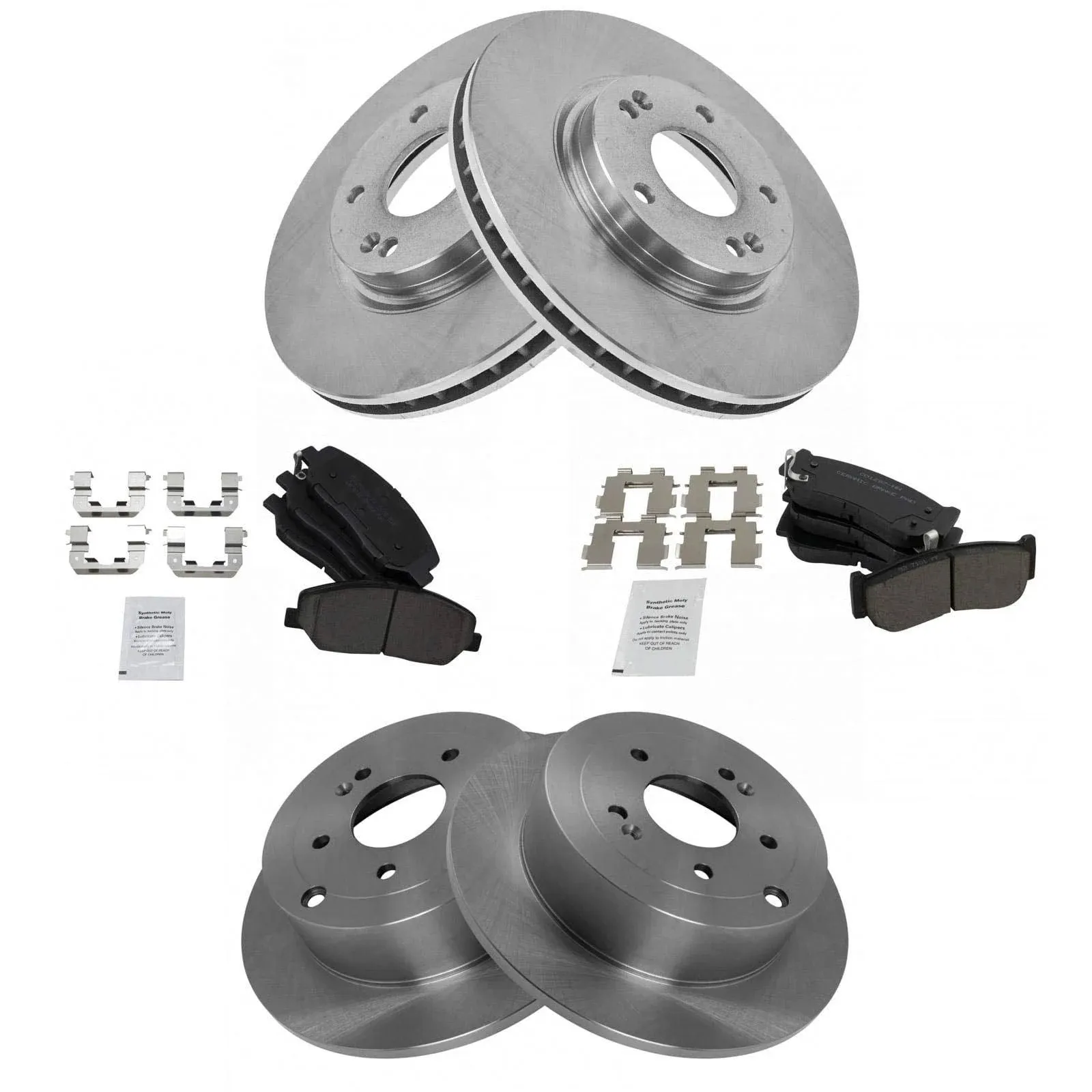 TRQ Rotor & Brake Pad Ceramic Front Rear Kit for 07-09 Hyundai Santa Fe Bka11461 ...