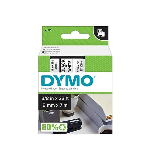 Dymo Black On White Label Tape