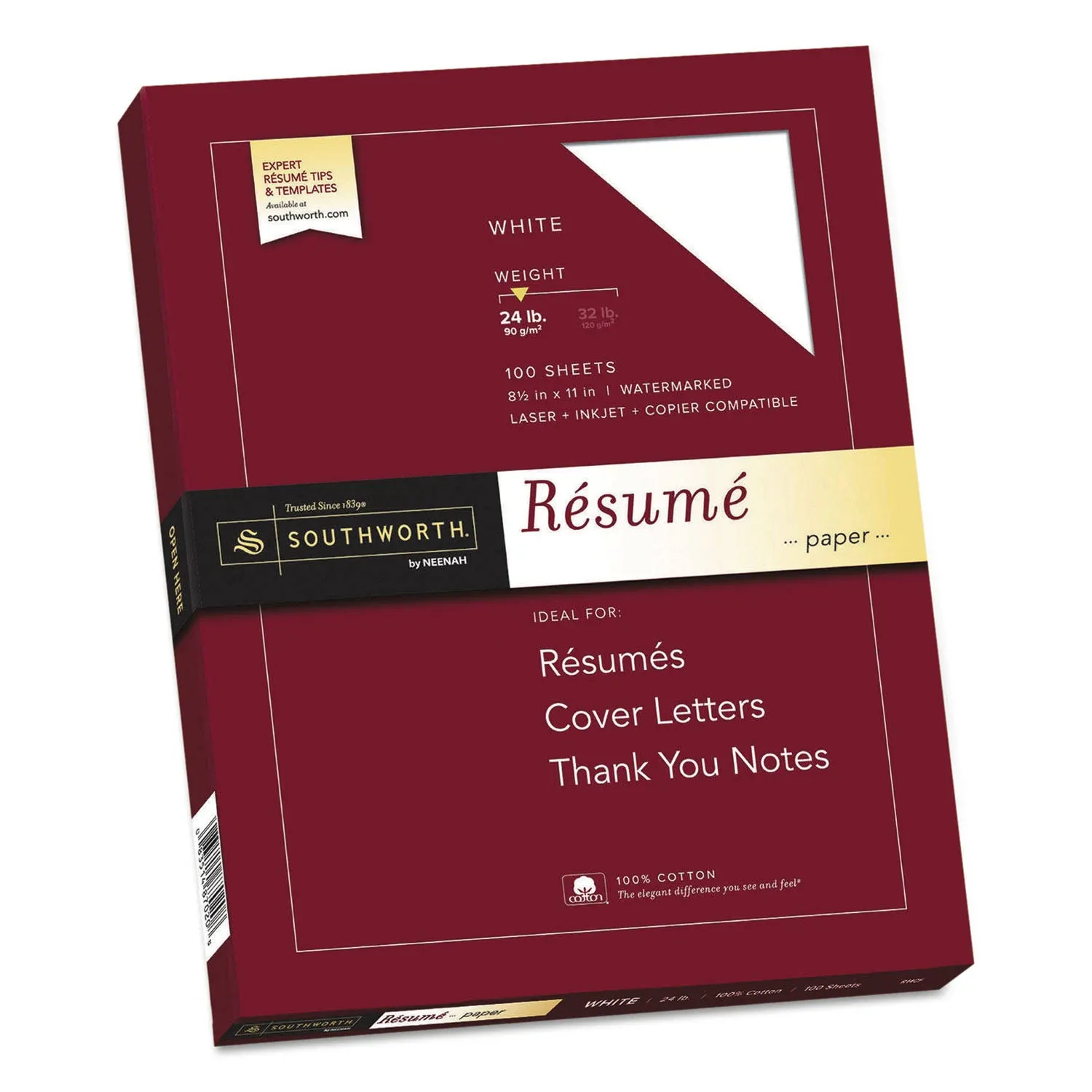 Southworth 100% Cotton Resume Paper 95 Bright