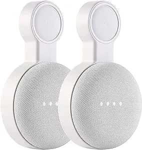 Outlet Wall Mount Holder for Google Nest Mini and Google Home Mini, A Space-Saving Accessories with Cord Management for Google Mini Smart Speaker, No Messy Wires or Screws (2 Pack)