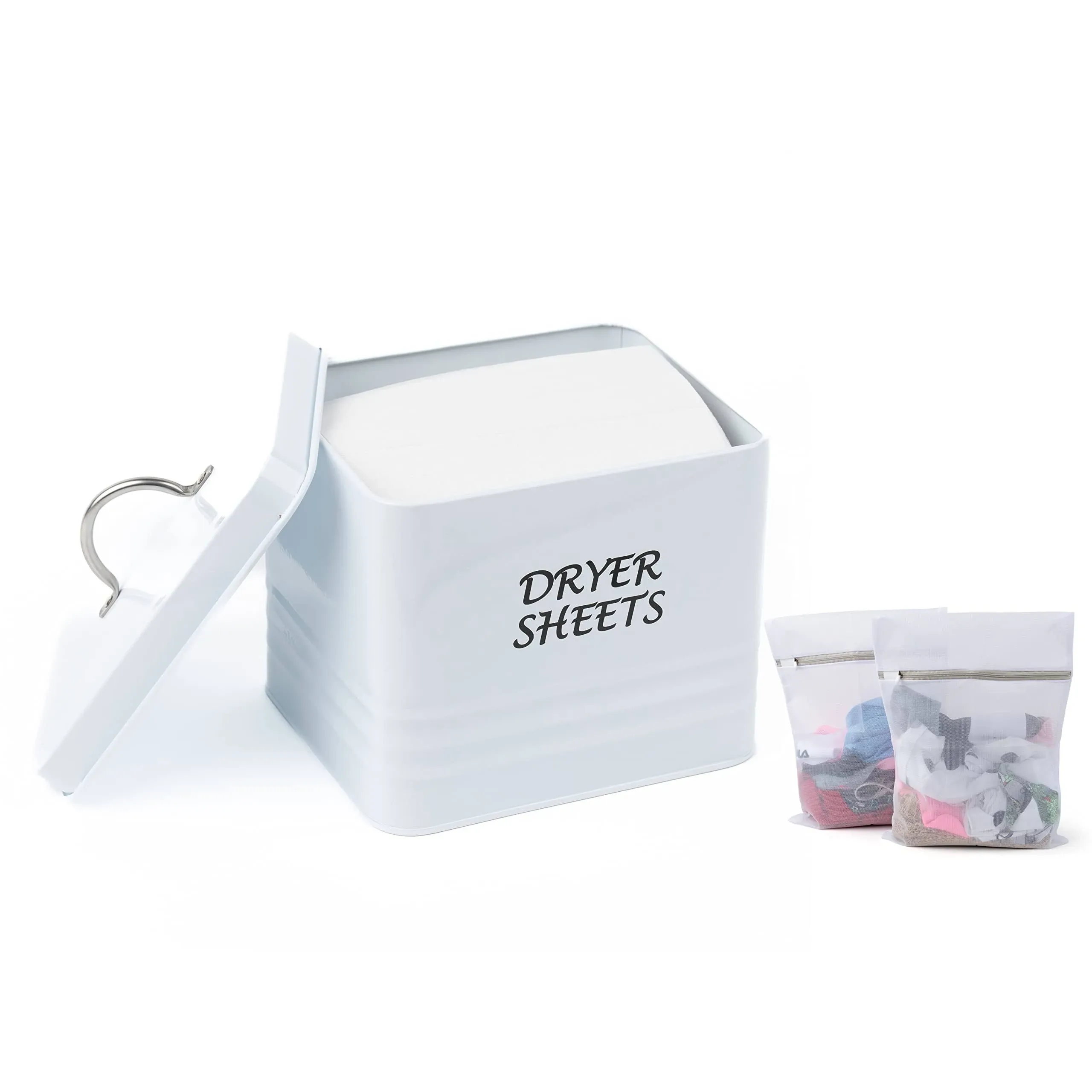 Dryer Sheets Holder - Dryer sheet Dispenser for laundry room with 2 Mesh bag