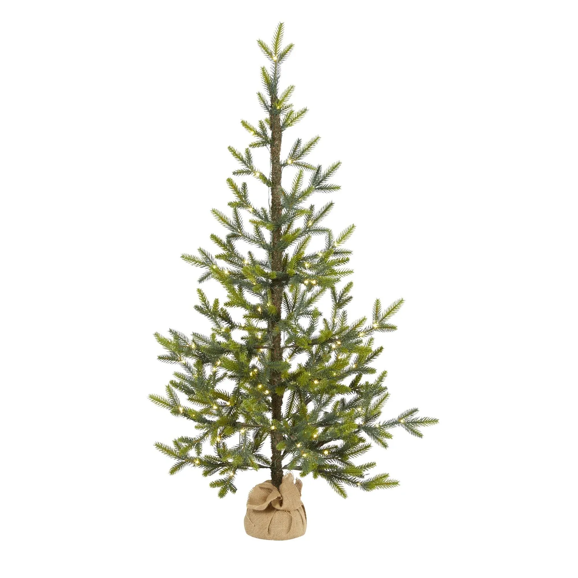 Nearly Natural Fraser Fir Natural Look Artificial Christmas Tree Clear LED Lights a Burlap Base Bendable Branches