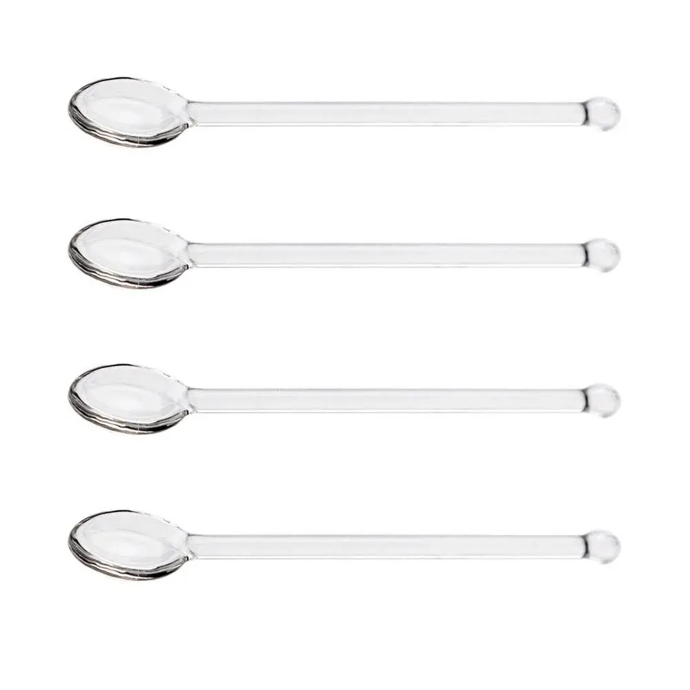 4 Pcs Clear Glass Tea Spoon Glass Stirring Spoon Stick Long Handle Coffee Stirre