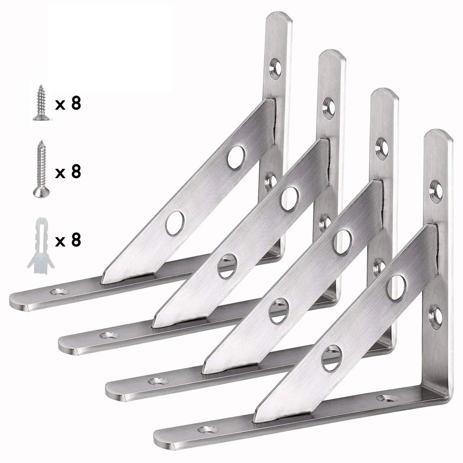 \xa0WSZDA Shelf Bracket 4pcs of 6 x 4 inch/150mm x 100mm Stainless Steel Solid C...