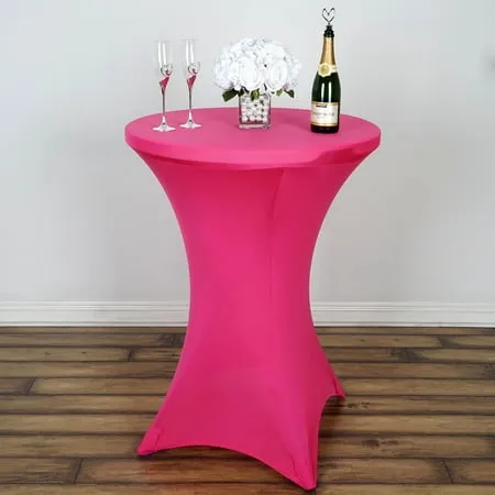 BalsaCircle 36 Cocktail Spandex Fitted Stretchable Elastic Tablecloth Fuchsia