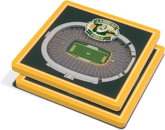 Officially Licensed NFL 3D StadiumViews Coaster Set- Green Bay Packers