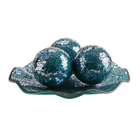 WHOLE HOUSEWARES | 11.5 Glass Mosaic Decorative Tray 3PCS 3.75 (Turquoise)