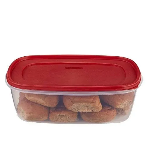 Rubbermaid Easy Find Lid Square 5-Cup Food Storage Container Pack of 3, Red Vented