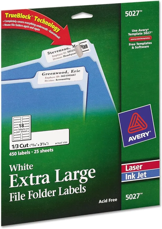 Avery Extra-Large TrueBlock File Folder Labels