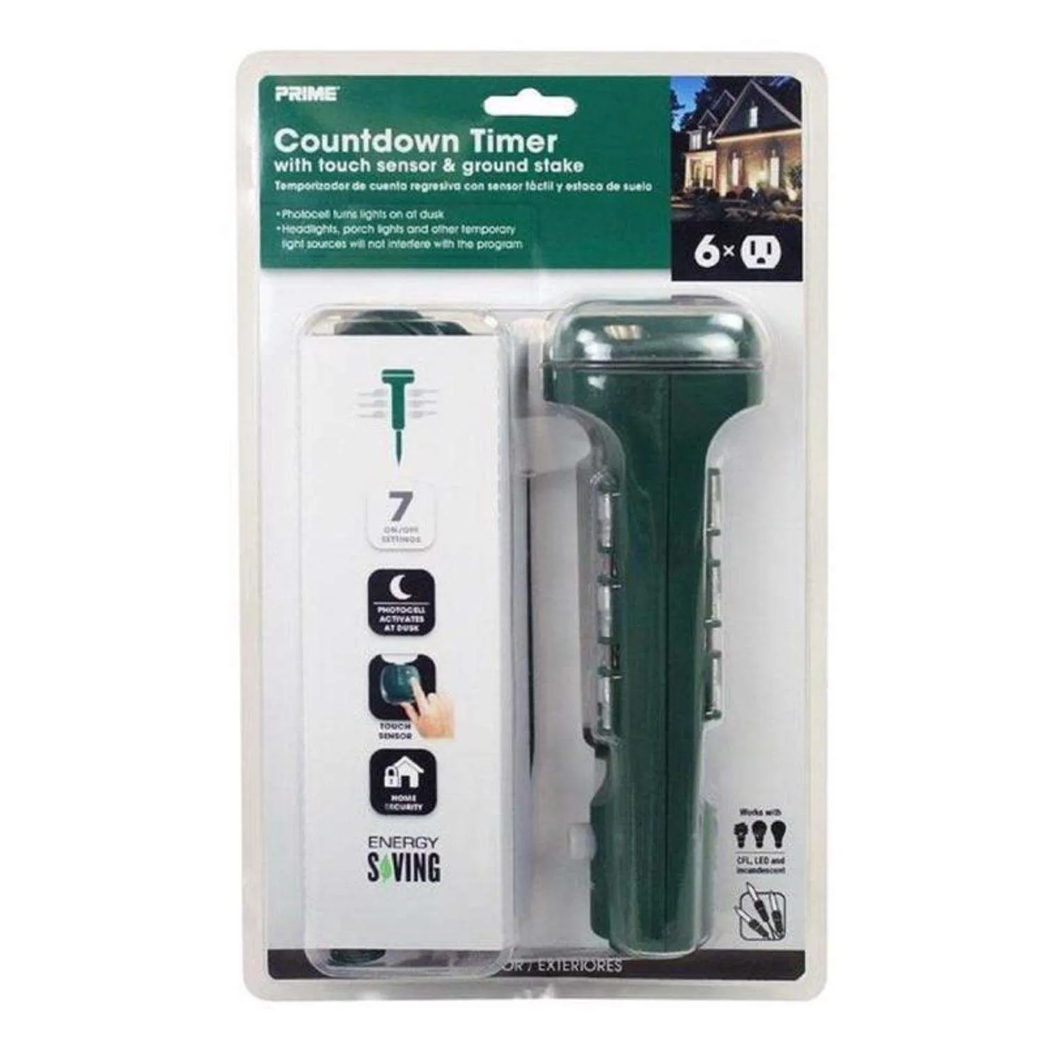 Prime Outdoor Timer Power Stake Green, 15A