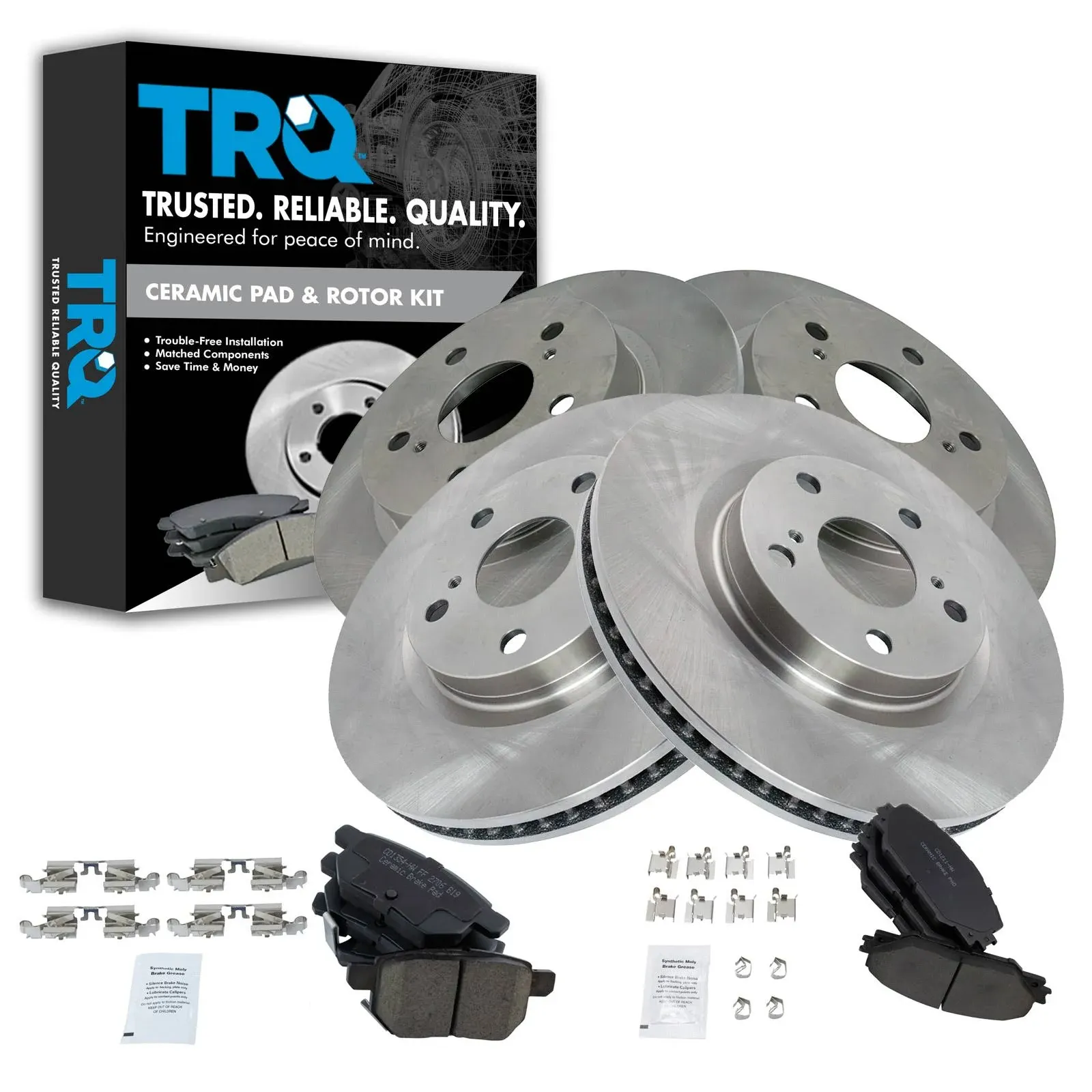 TRQ® BKA12016 - Front and Rear Disc Brake Kit with Ceramic Pads