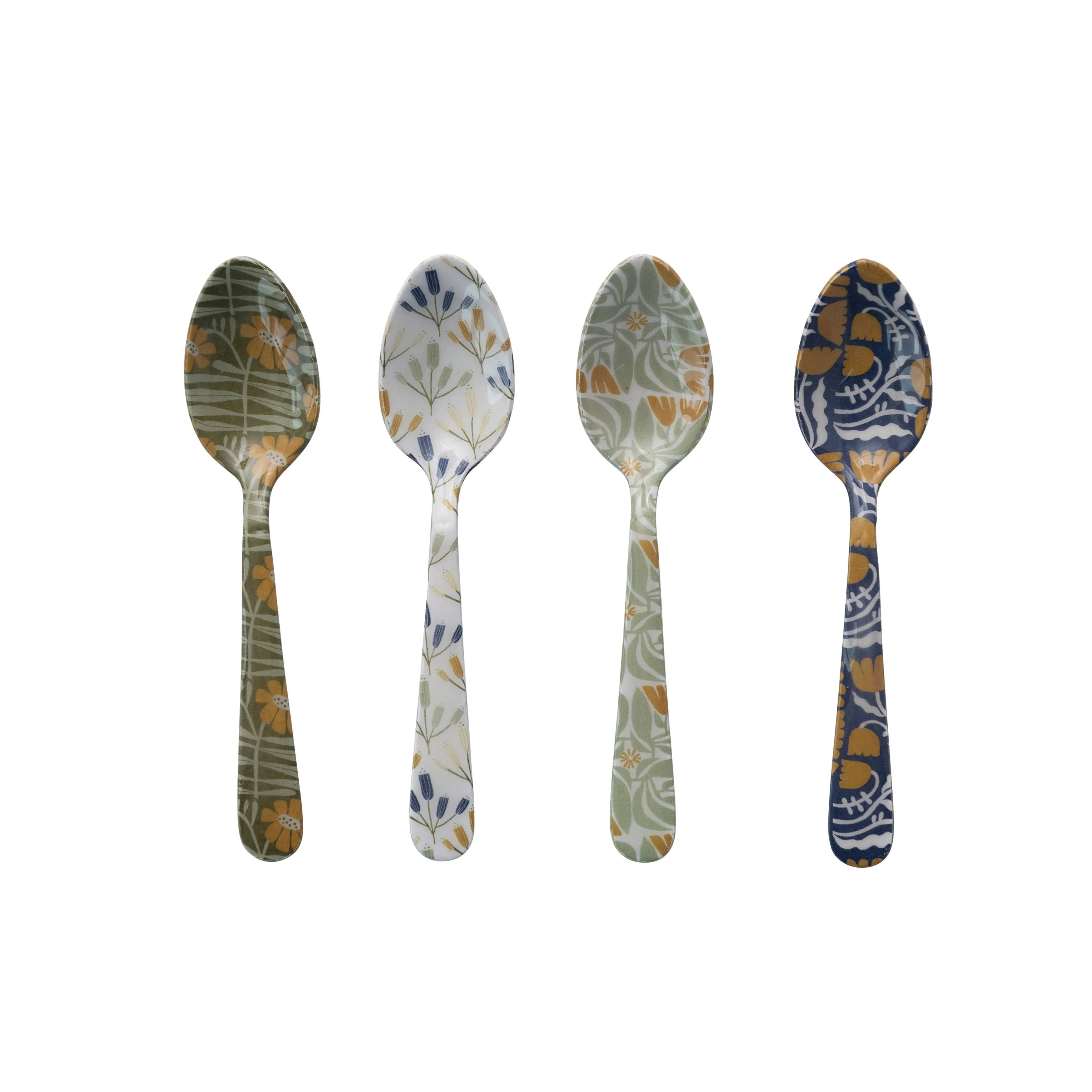 Enameled Stainless Steel Spoon with Flowers, Multicolor, Set of 4 Styles - Contemporary - Spoons - by Olive Grove | Houzz