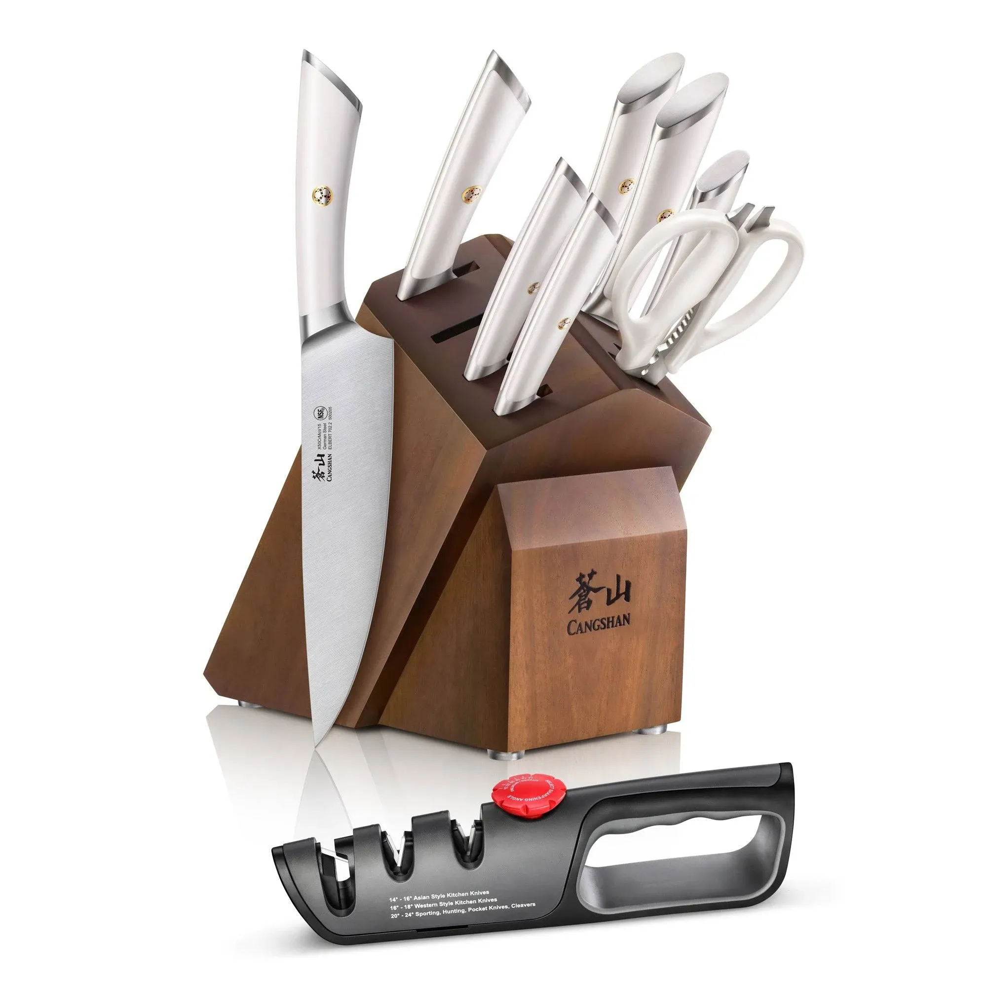 Cangshan ELBERT Series German Steel Forged Knife Block Sets (10-Piece, White)