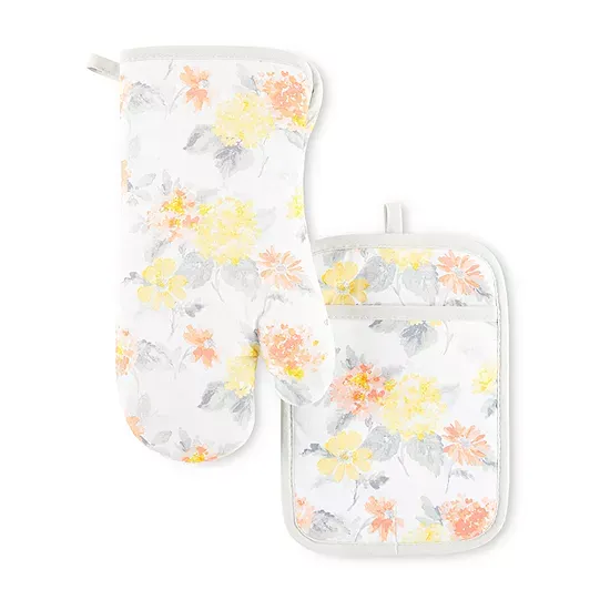 Martha Stewart Amber Floral Oven Mitt & Pot Holder Set 2-Pack