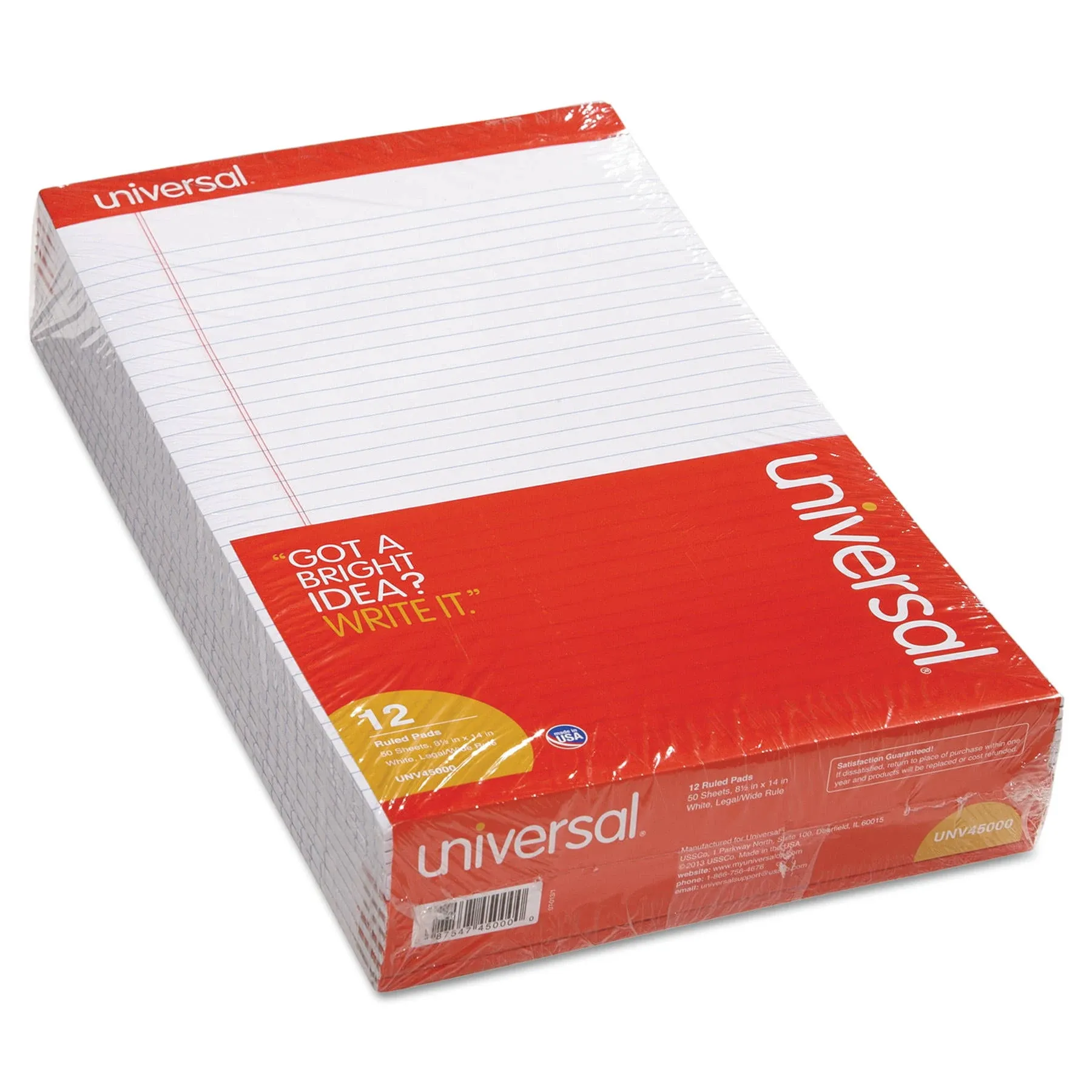 Universal Perforated Ruled Writing Pads Wide/Legal Rule