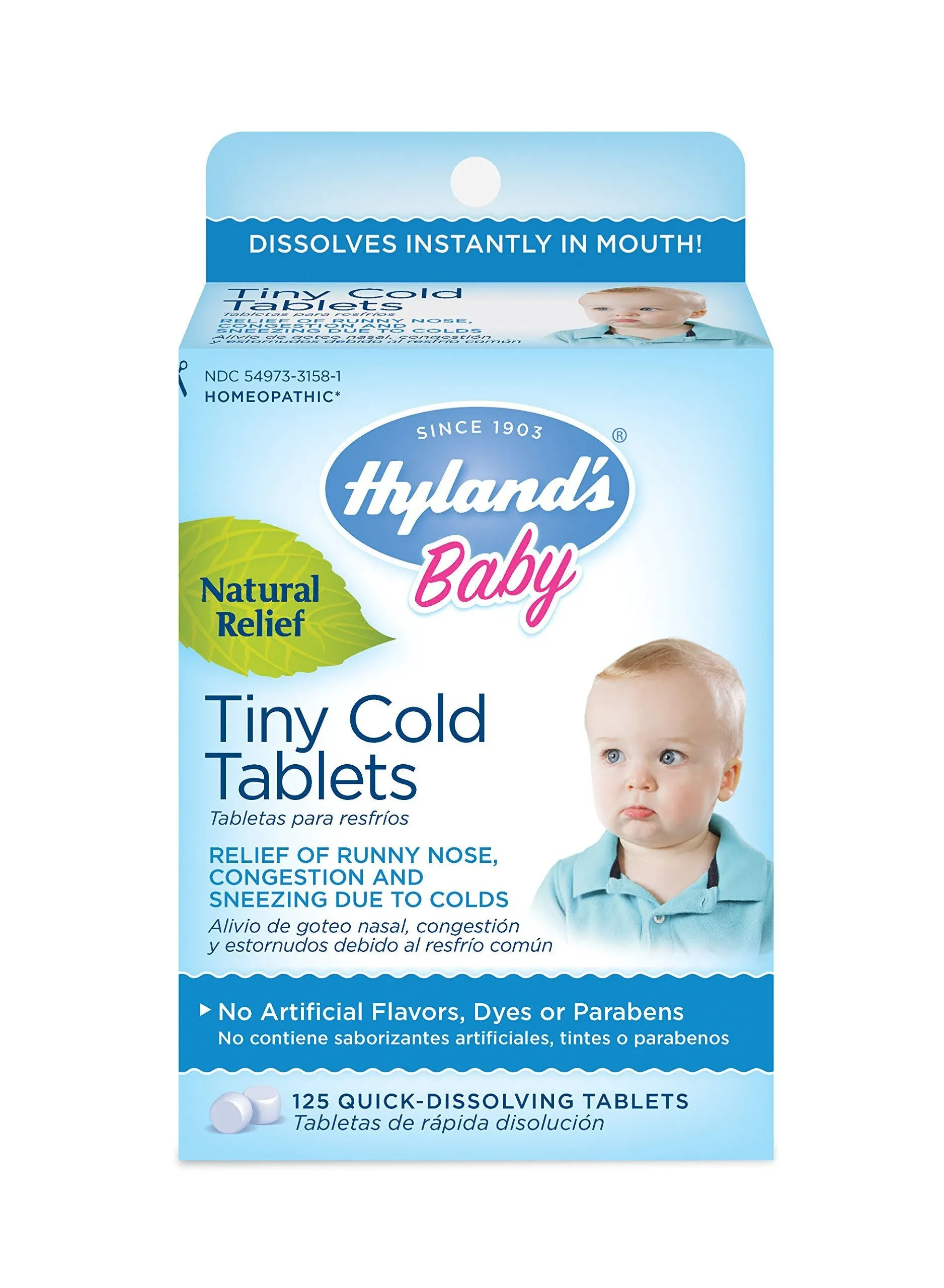 Hylands Baby Tiny Cold, Daytime, Nighttime, Quick-Dissolving Tablets, Day & Night Value Pack - 2 - 125 tablet bottles [250 tablets]