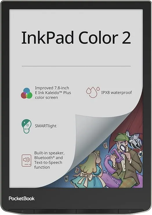 PocketBook e-Book Reader 'InkPad Color 2' (deutsche Version) 32 GB Speicher, 19,8 cm (7,8 Zoll) E-Ink Kaleido-Display, IPX8 - Moon Silver