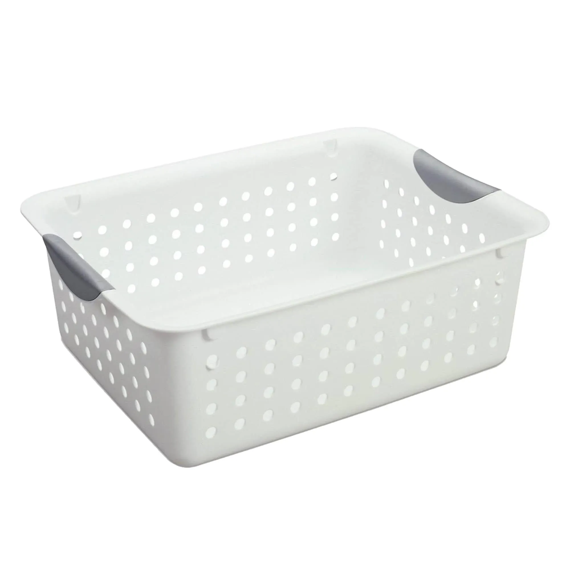 Sterilite Deep Ultra Plastic Multipurpose Storage Bin Home and Office Organizer Basket with Carrying Handles, White (18 Pack)