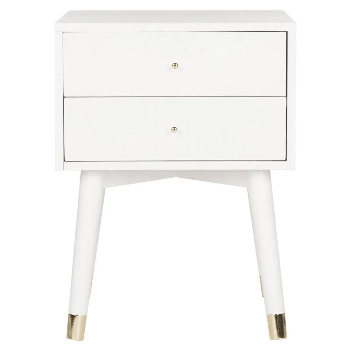 Lyla Gold and White Mid Century Retro Gold Cap Nightstand