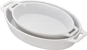 Staub Ceramic 2 Piece Oval Baking Dish Set - White