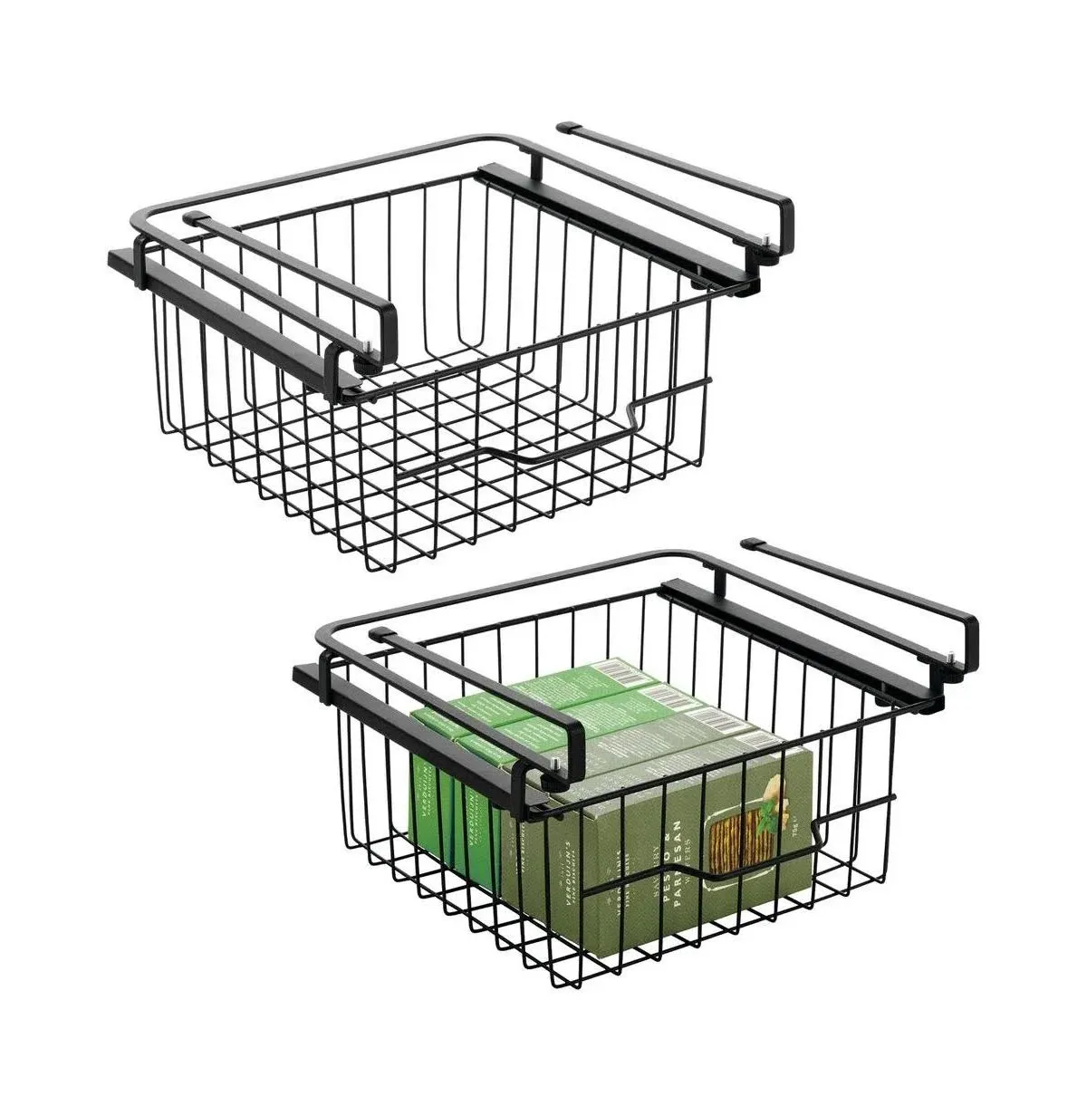 mDesign Compact Hanging Pullout Drawer Basket Organizer 2 Pack