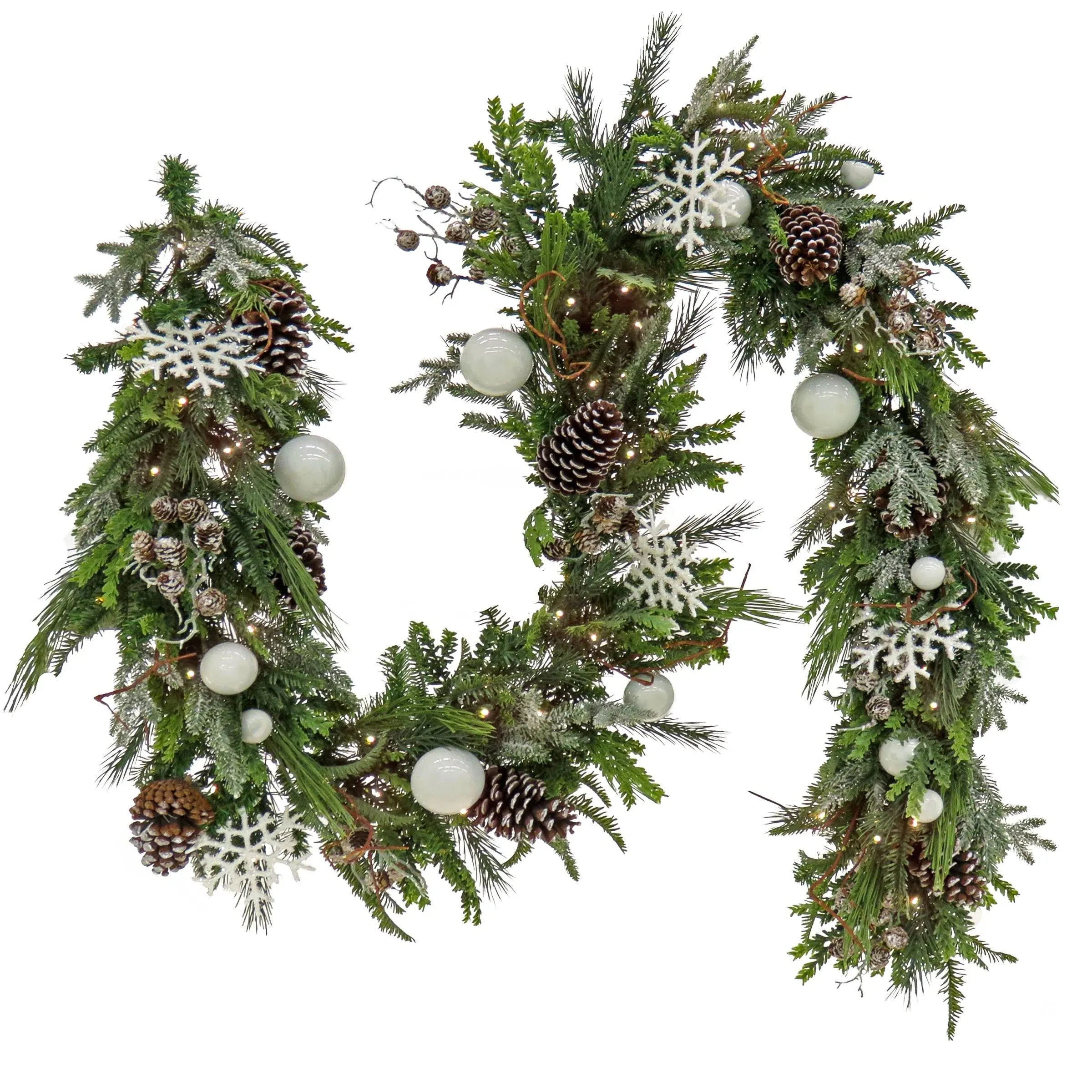 National Tree Company 9' Pre-Lit Alpine Collection Decorated Garland - Green