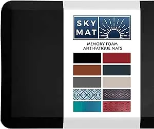 Sky Solutions Anti Fatigue Floor Mat - 3/4" Thick Cushioned Kitchen Rug, Standing Desk Mat - Comfort at Home, Office, Garage - Non Slip, Durable and Stain Resistant (17" x 24", Black)