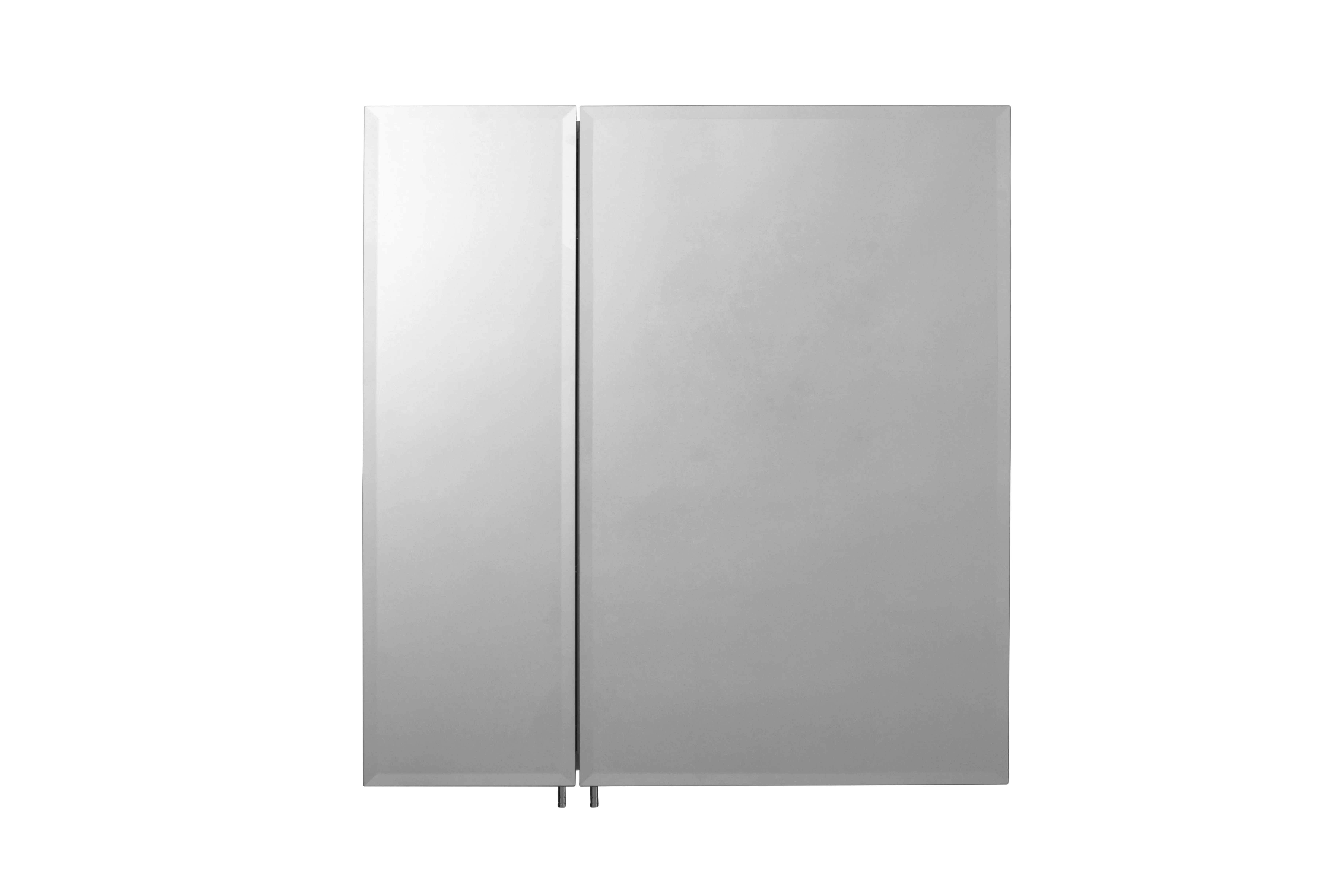 Croydex Newton Aluminum Bathroom Storage Vanity Mirror Easy to Fit Hang 'N' Lock bracket Recessed or Surface Mount Medicine Cabinet Organizer, 26-Inch x 24-Inch-Double Door