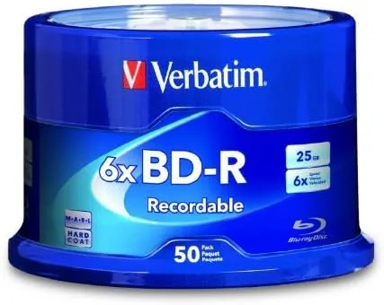 Verbatim BD-R 25 GB 6X with Branded Surface, 50-Disc Spindle 98397 by Verbatim