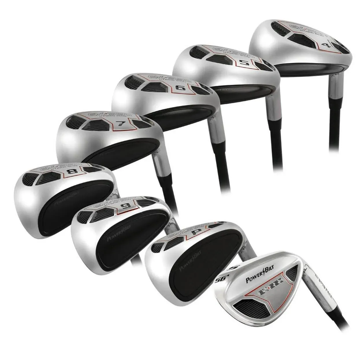 Powerbilt Golf EX-550 Hybrid Iron Set, Men's Right Handed 4-SW (8 Clubs), Senior Flex Graphite