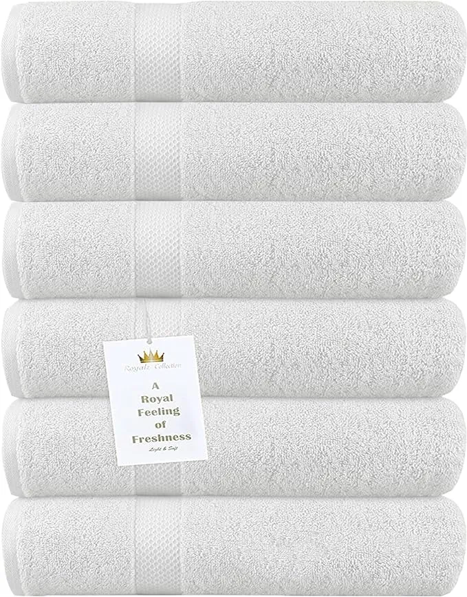 Luxurious White Hand Towels for Bathroom 6 Pack 600 GSM 100% Ring Spun Cotton - 16x30 Extra Large, Soft & Absorbent Cotton Hand Towel for Bathroom, Spa and for Everyday Use