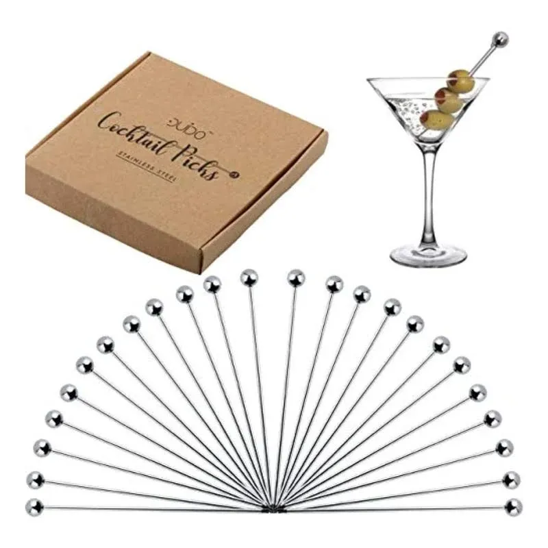 Cocktail Picks Stainless Steel Toothpicks – 4 inch 24 Pack Martini Picks Reusabl