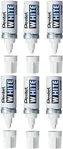 6 Pack Permanent Marker, Broad Tip, White by Pentel (Catalog Category: Paper, Pens & Desk Supplies / Markers)